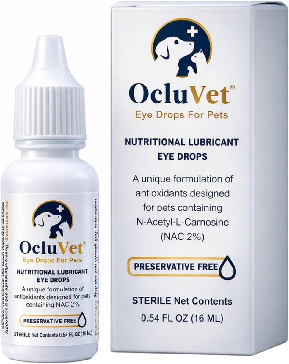 Pet Eye Drops for Dogs & Cats, 2% NAC, 16 mL | Preservative-free antioxidant formula with 2% N-Acetyl-L-Carnosine supports eye comfort and clarity
