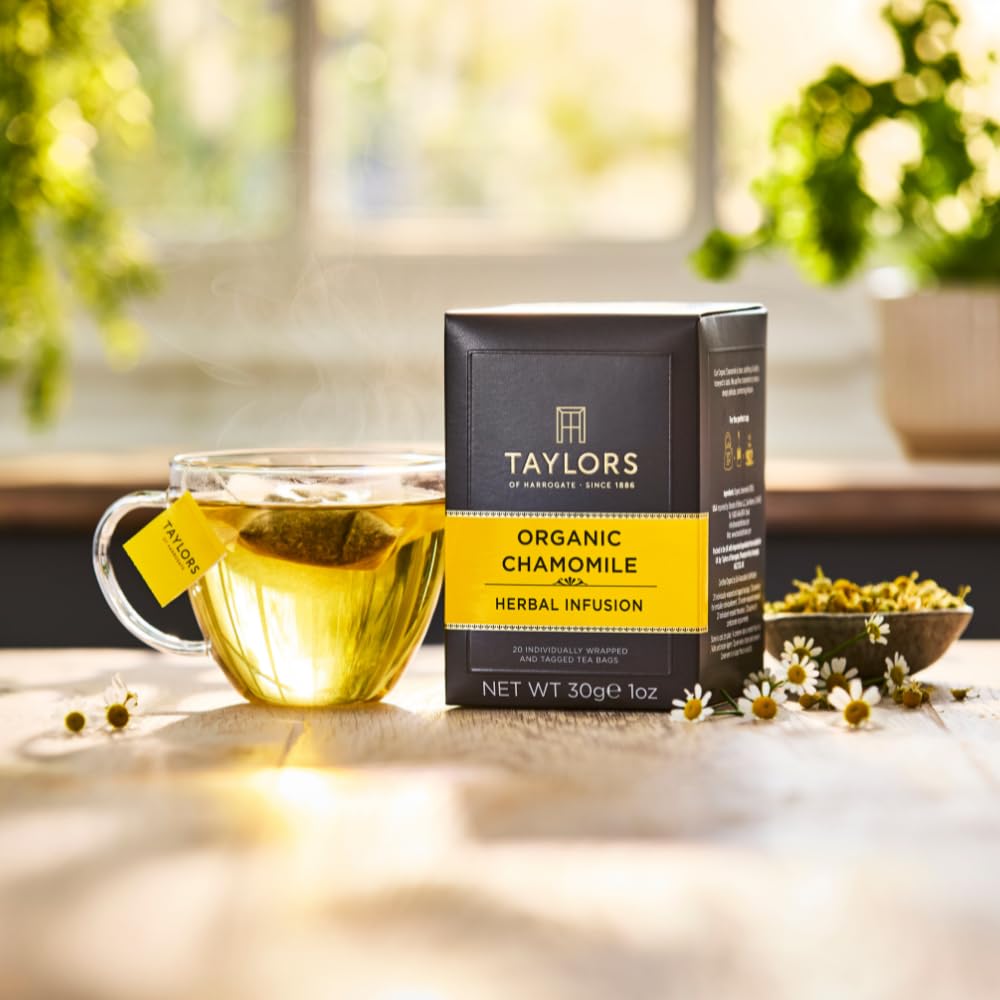 Taylors of Harrogate Green Tea with Lemon, Individually Wrapped Bags, 20 Count (Pack of 1), Citrussy, Mellow and Light, Caffeinated, Enjoy Hot or Iced, 20 Teabags