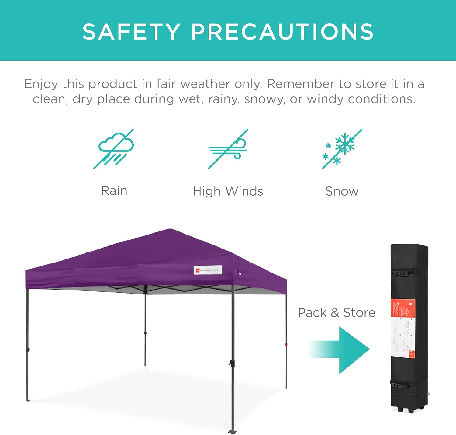 Best Choice Products 10x10ft Pop Up Canopy Tent, Outdoor Shade, 1 Person 1 Minute Set Up, Carry Case, 4 Weight Bags - White