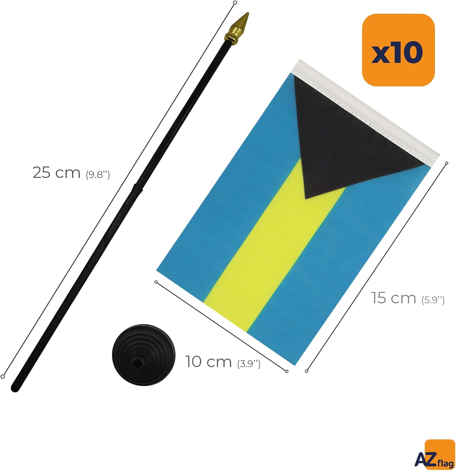 AZ FLAG Nicaragua Table Flag 4x6 in 100D Polyester Plastic Base | Indoor use Nicaraguan 15x10 cm desk flag stitched finish with reinforced edges with plastic pole and gold finial