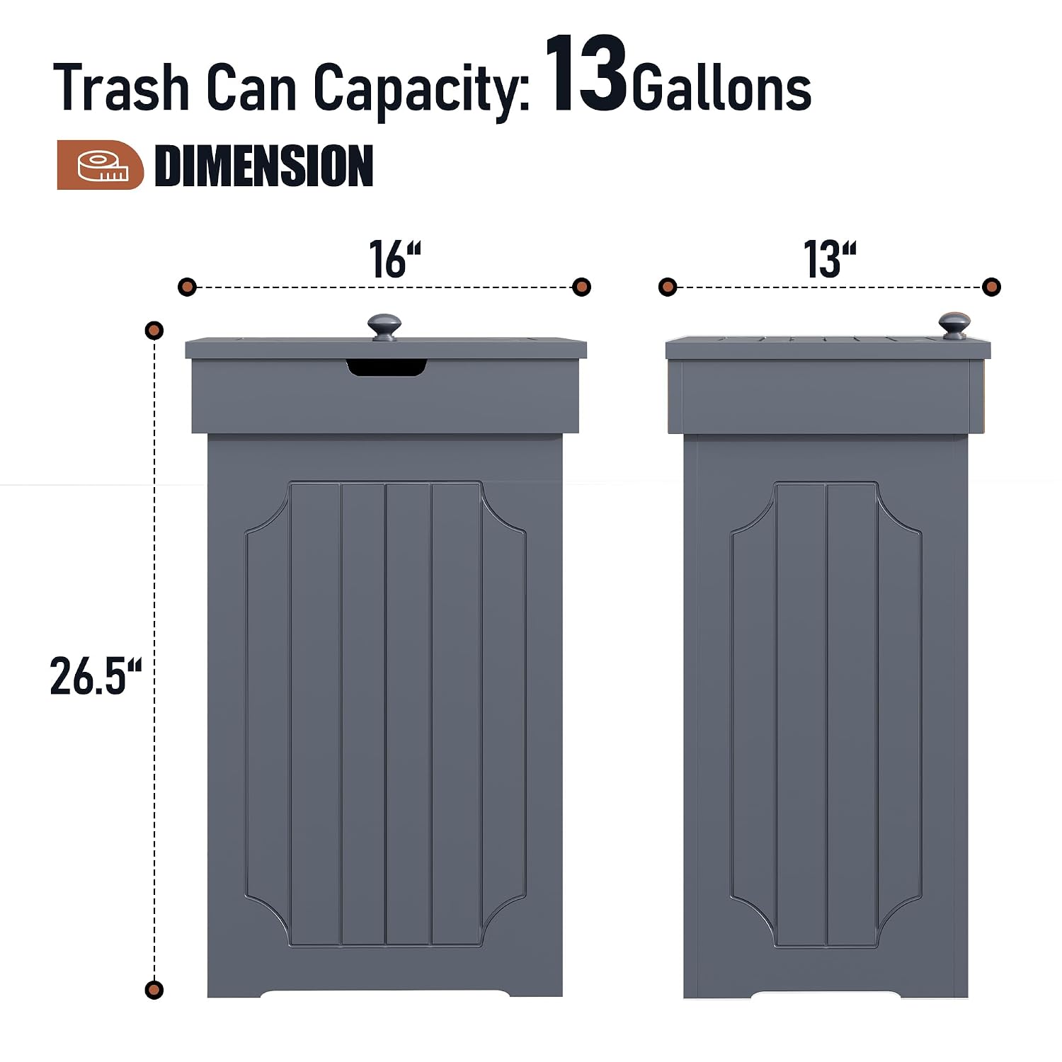 Function Home Trash Can Cabinet, 13 Gallon Kitchen Garbage Can, Wood Recycling Trash Bin, Freestanding Dog Proof Trash Can, Farmhouse Trash Cabinet with Lid for Home Kitchen Bathroom, Yellow