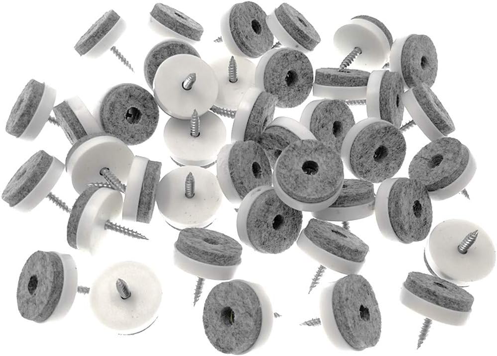 40pcs Screw-on Furniture Felt Pad Chair Glide Slider Hardwood Floor Protector for Wooden Leg Feet of Chair Table Furniture(Φ20mm or 0.8";Brown)