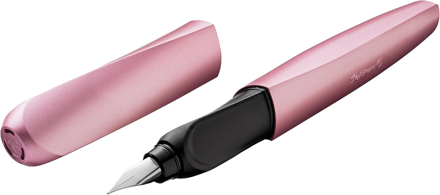 Pelikan Twist Fountain Pen with 1 Ink Cartridge, Medium Nib, Silver, Boxed (947101)