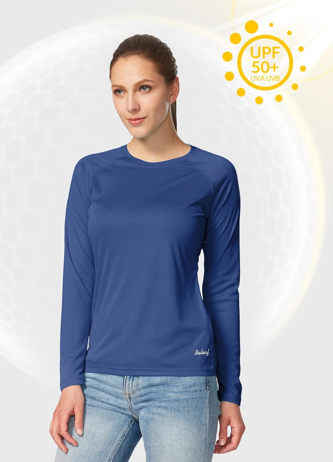 baleaf Women's UPF 50+ Sun Shirts Long Sleeve Stretchy Quick Dry | Lightweight, Rash Guard, UPF 50+ Sun Protection, Breathable Comfort material for Hking Workout, Excellent for hot weather
