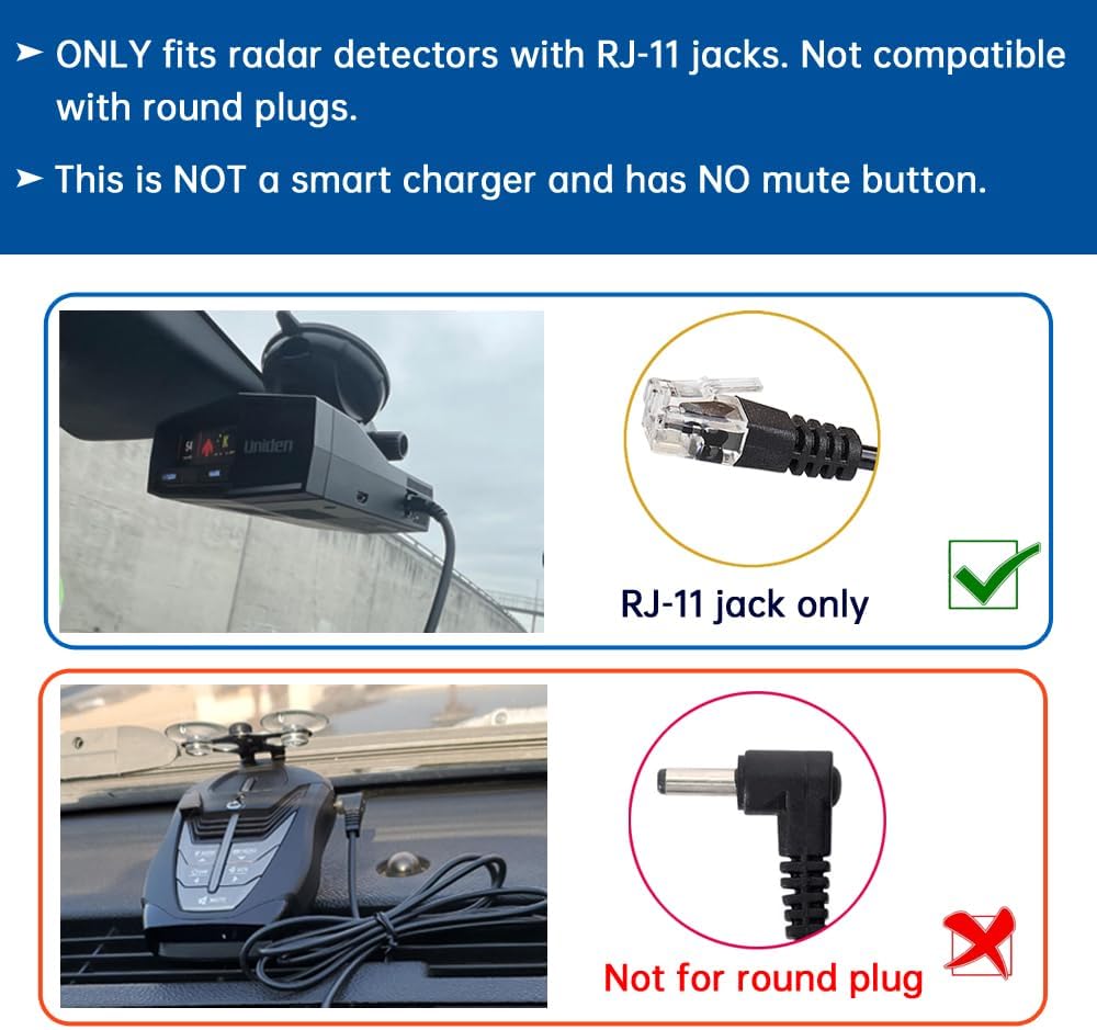 FouceClaus Radar Detector Power Charger Cord for Escort Valentine One V1 Beltronics Uniden R3/R4/R7/R8, Passport and More