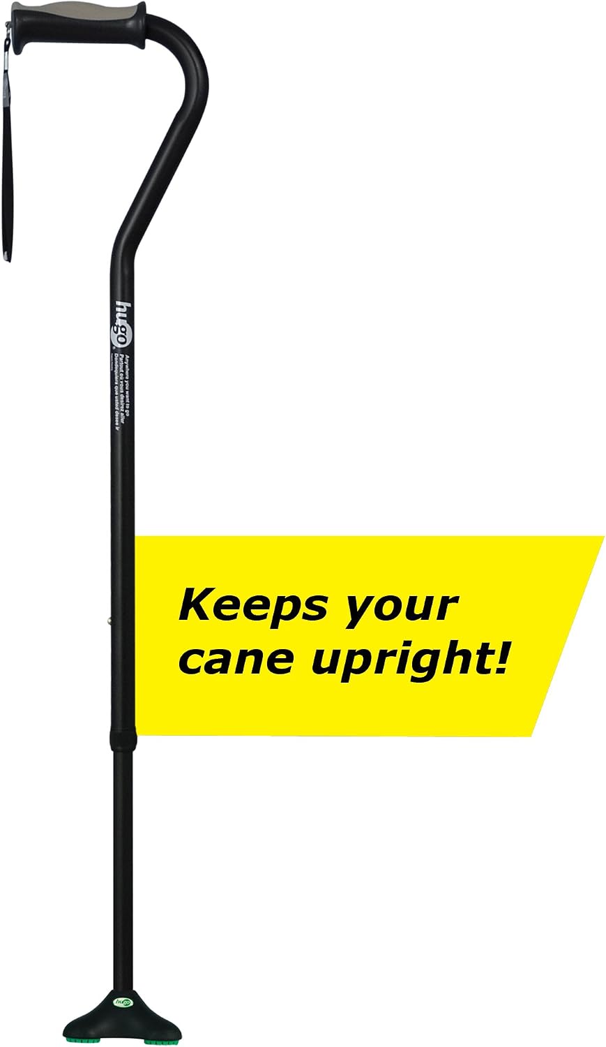 Hugo Mobility Adjustable Offset Quadpod Cane with Stable Tip, Smoke | Offset Quadpod Cane Features an Ultra Stable Tip for Confident, Everyday Walking Support and Balance