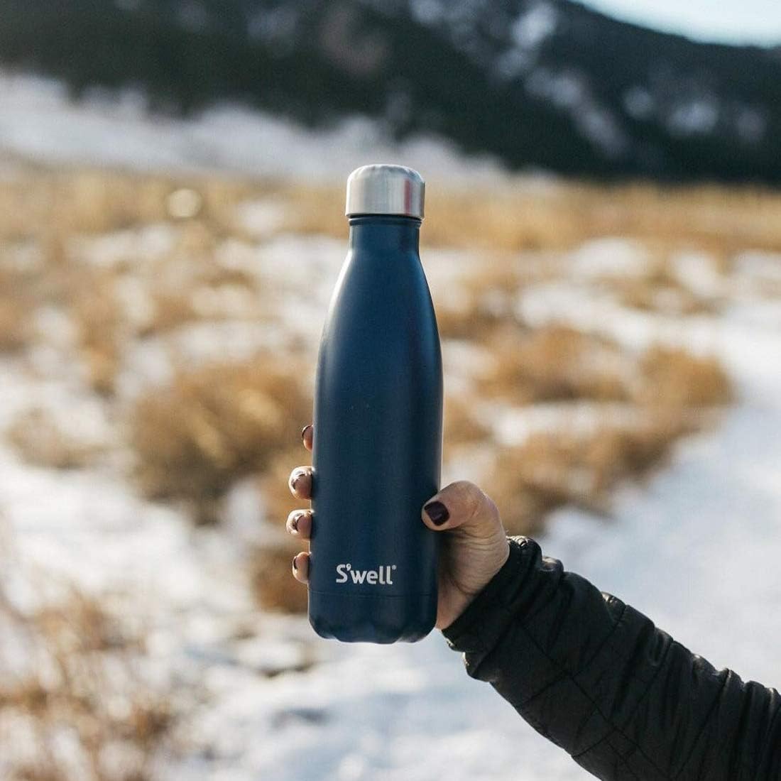 S'well Stainless Steel Water Bottle, 17oz, Blue Suede, Triple-Layered Vacuum Insulated Containers Keeps Drinks Cold for 36 Hours and Hot for 18, BPA Free, Perfect for On the Go