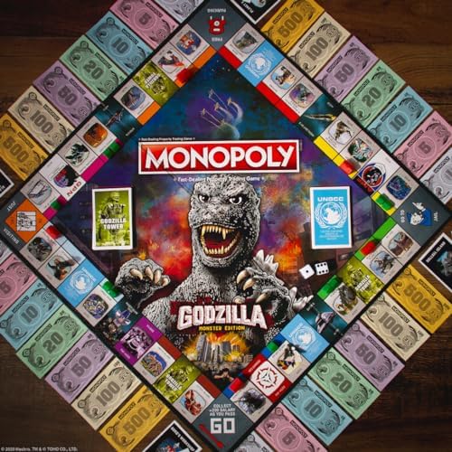Monopoly: Godzilla | Based on Classic Monster Movie Franchise Godzilla | Collectible Monopoly Game Featuring Familiar Locations and Iconic Kaiju