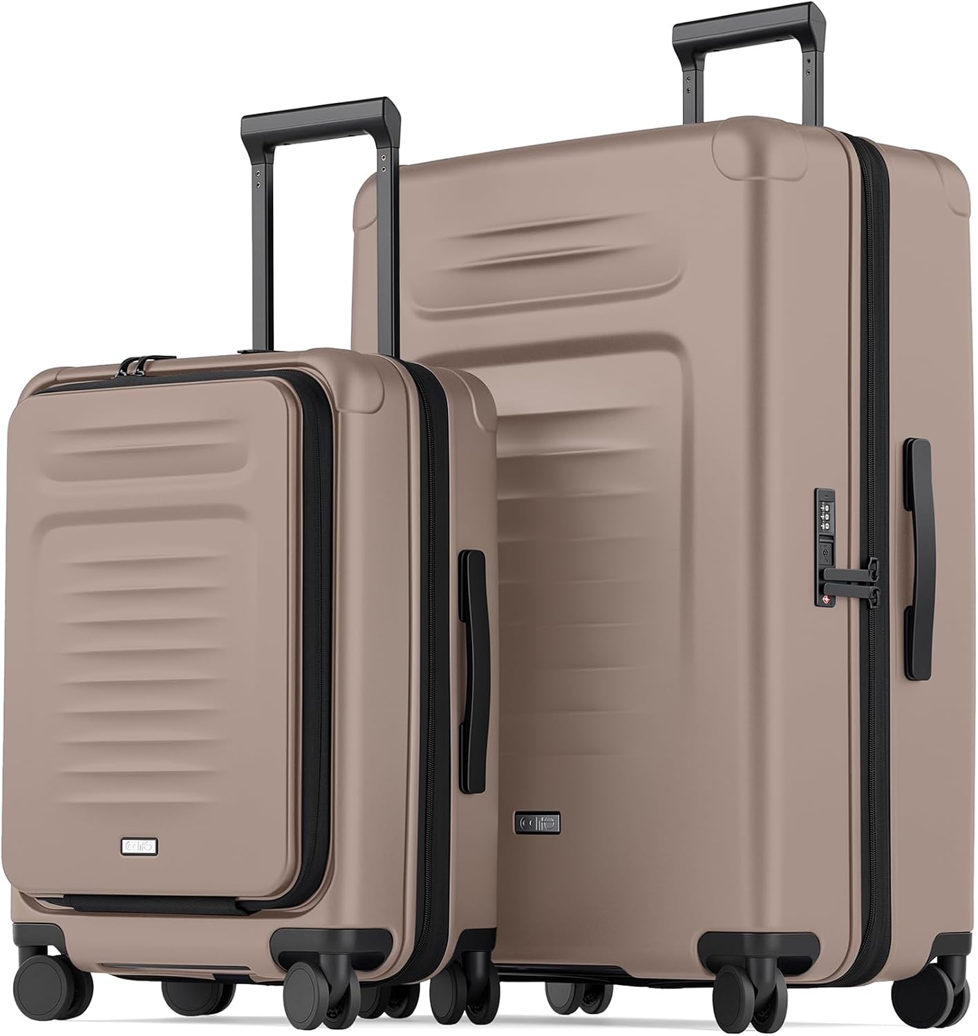 Coolife Expandable Luggage with TSA Lock Carry On Green | Front Pocket with Laptop Compartment,22x14x9 Airline Approved,Durable Hardshell Suitcases,Reinforced Bottom Groove