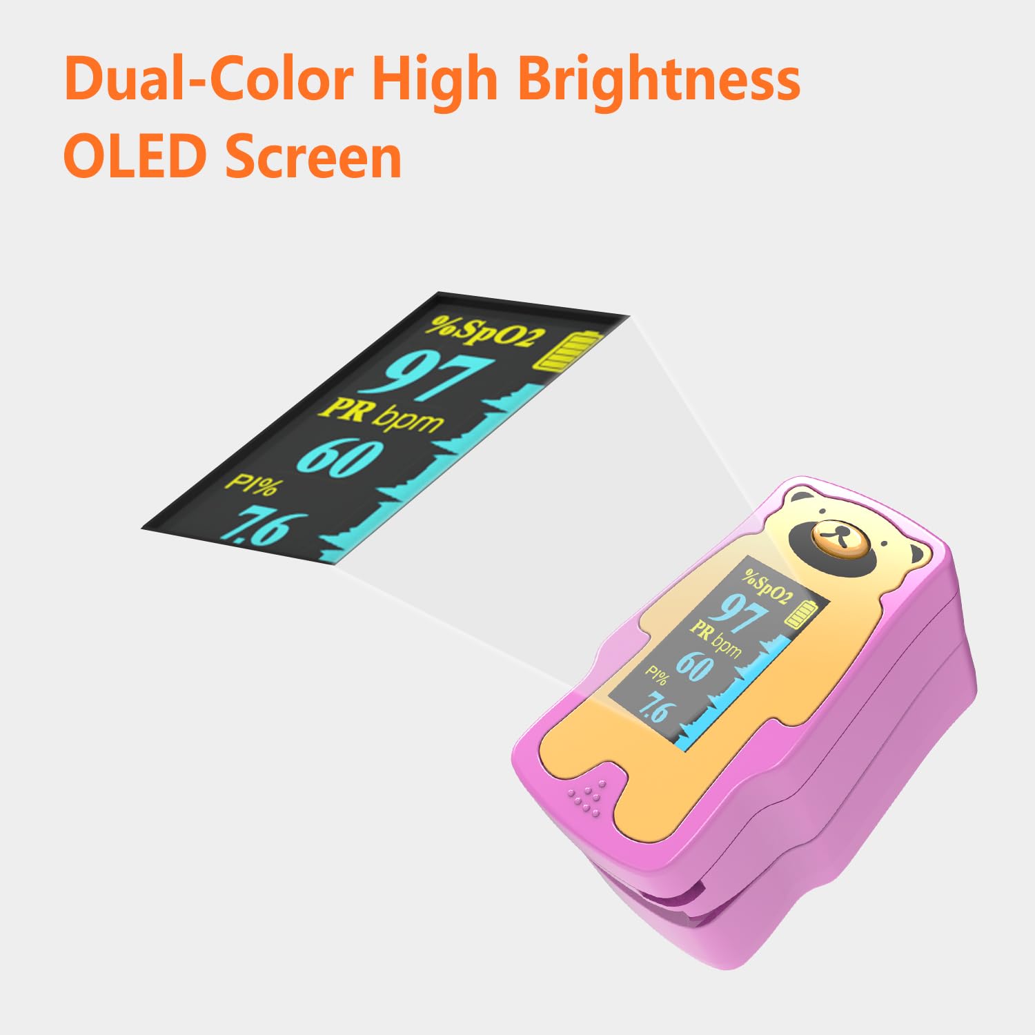 Pediatric Pulse Oximeter, OLED Display Oxygen Monitor Fingertip for Children, Baby & Kids, Blood Oxygen Saturation Monitor (SpO2)