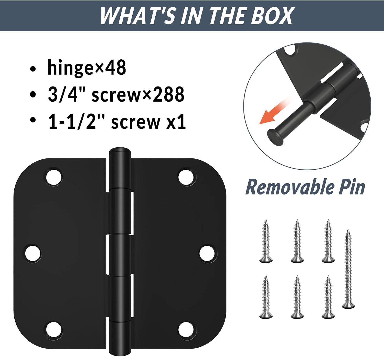 HOSOM 18 Pack 3.5 Inch Brushed Nickel Interior Door Hinges, 5/8 Radius, Satin Nickel 3 1/2 Interior Door Hinges, 3.5 "x 3.5" Silver Hardware