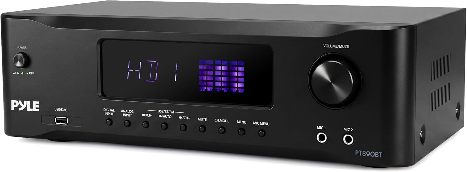 Pyle 9.1 Channel AV Receiver | Audio Amplifier with Subwoofer Output, HDMI 2.1, Bluetooth Streaming | Surround Sound System for TV