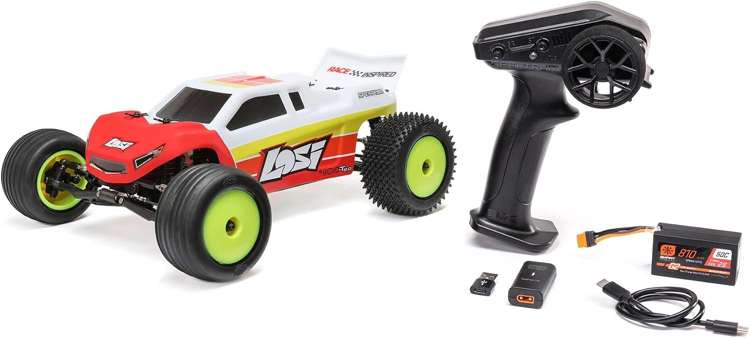 Losi 1/18 Mini-T 2.0 2S 2 Wheel Drive RTR Brushless Stadium Truck Battery & Charger Included Blue LOS-1056T2