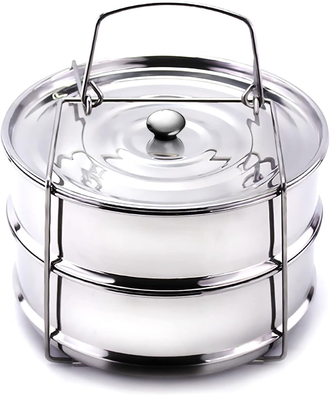 Stackable Steamer Insert Pans- Instant Pot Accessories 6 Qt-2 Silicone handle & Interchangeable Lids–Pressure Cooker Accessories- Pot in Pot for