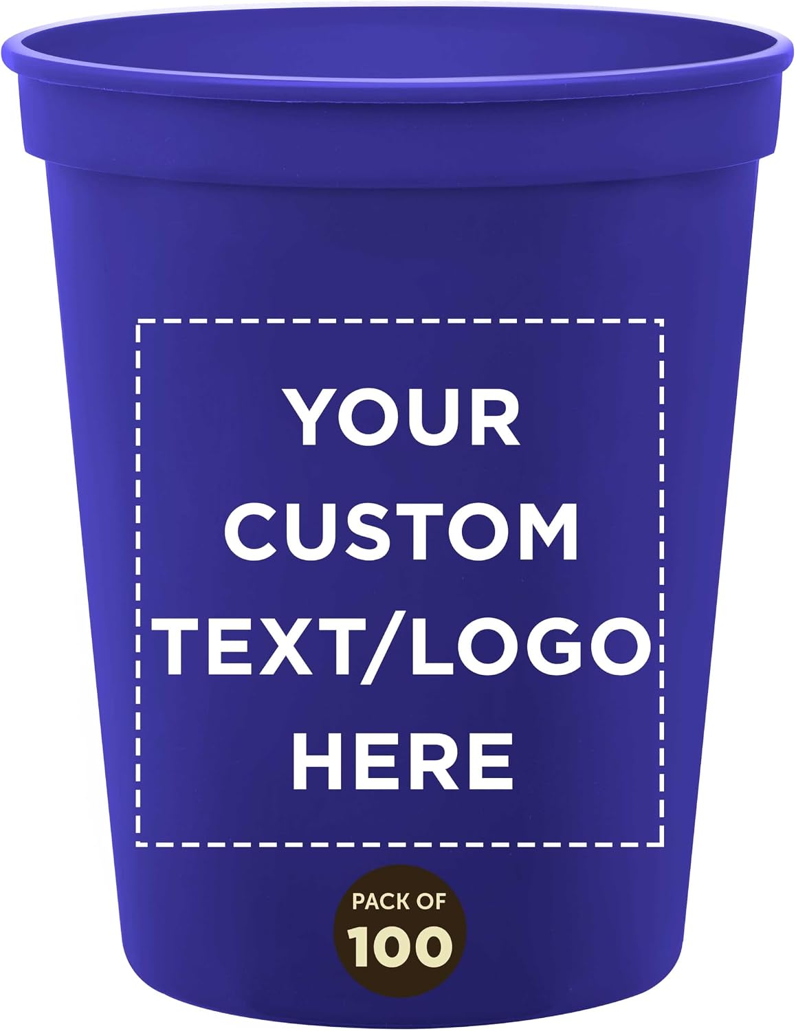 DISCOUNT PROMOS Custom Plastic Stadium Cups 16 oz. Set of 10/50/100, Personalized Bulk Pack - Perfect for Birthdays, Weddings, Picnic, Beach