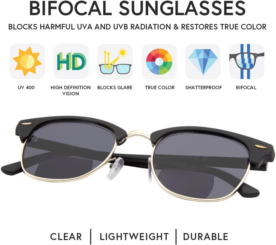 VITENZI Bifocal Sunglasses for Men Women Semi Rimless Reading Sun Tinted Glasses with Readers - Tivoli