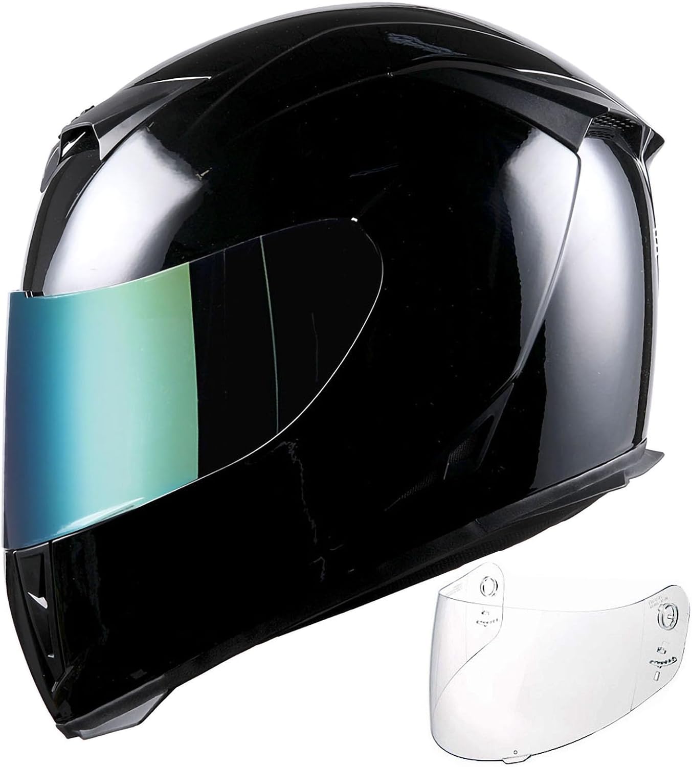 1Storm Motorcycle Full Face Helmet Skull King Matt Black + One Extra Clear Shield: HJK311
