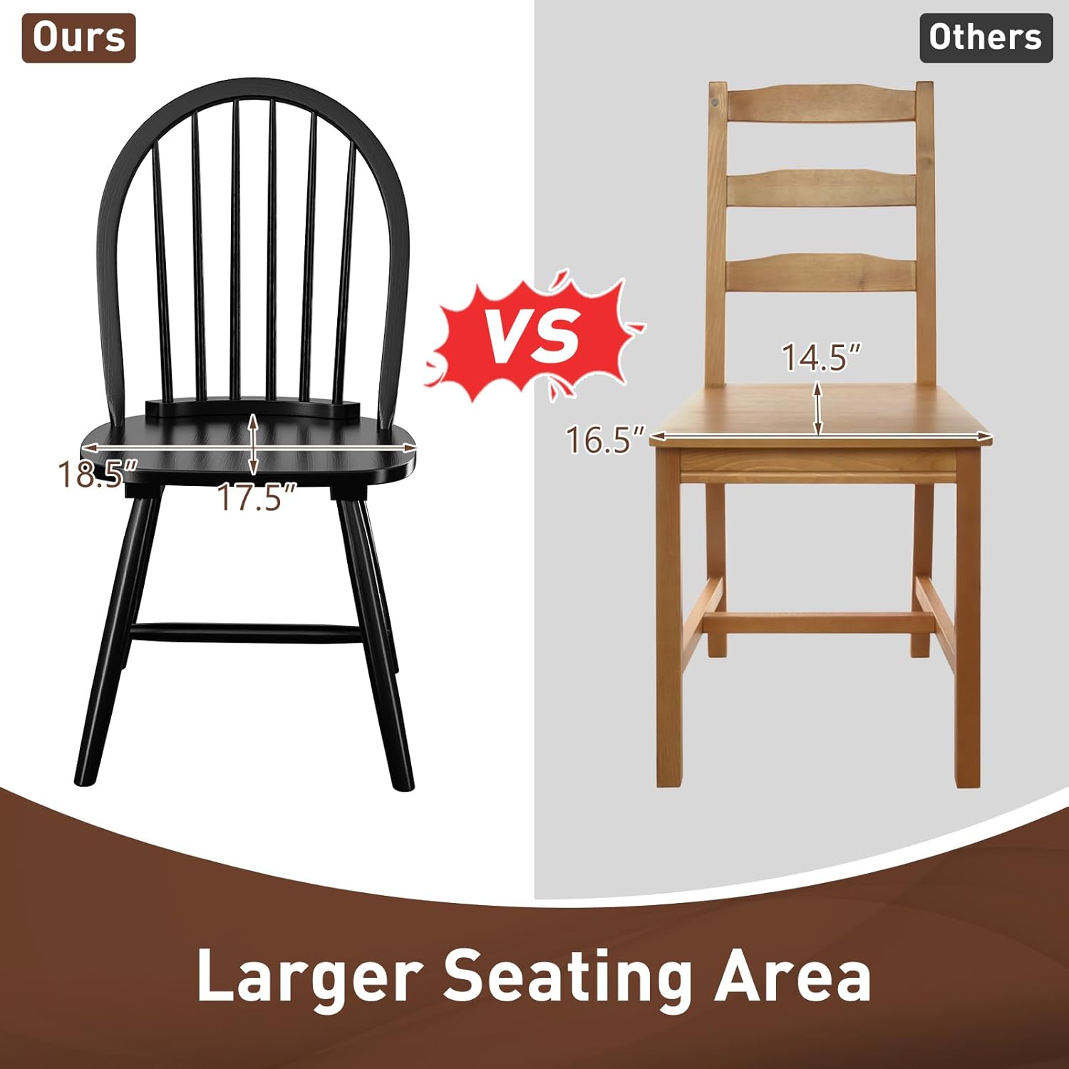 GIANTEX Wood Dining Chairs Set of 4, Windsor Chairs with Solid Wood Legs, High Spindle Back, H-Shaped Crossbars