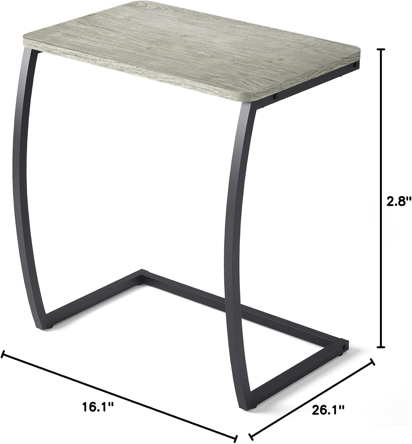 SRIWATANA Walnut C Shaped Side Table, Vintage End Table for Sofa Couch Bed