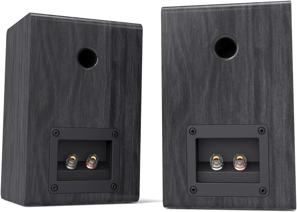 LONPOO Passive Bookshelf Speakers, 150W Wooden Cabinet Stereo Speakers Pair | 4" Carbon Fiber Woofer, 1" Silk Dome Tweeter, Amplifier Required