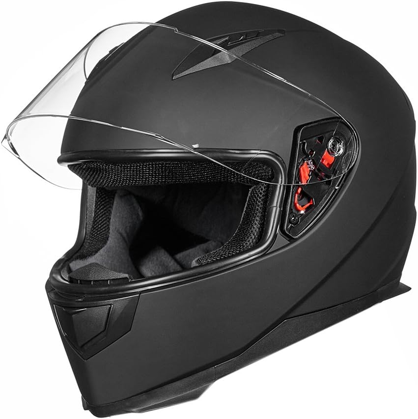 ILM Full Face Motorcycle Street Bike Helmet with Removable Winter Neck Scarf + 2 Visors DOT Model ILM-313
