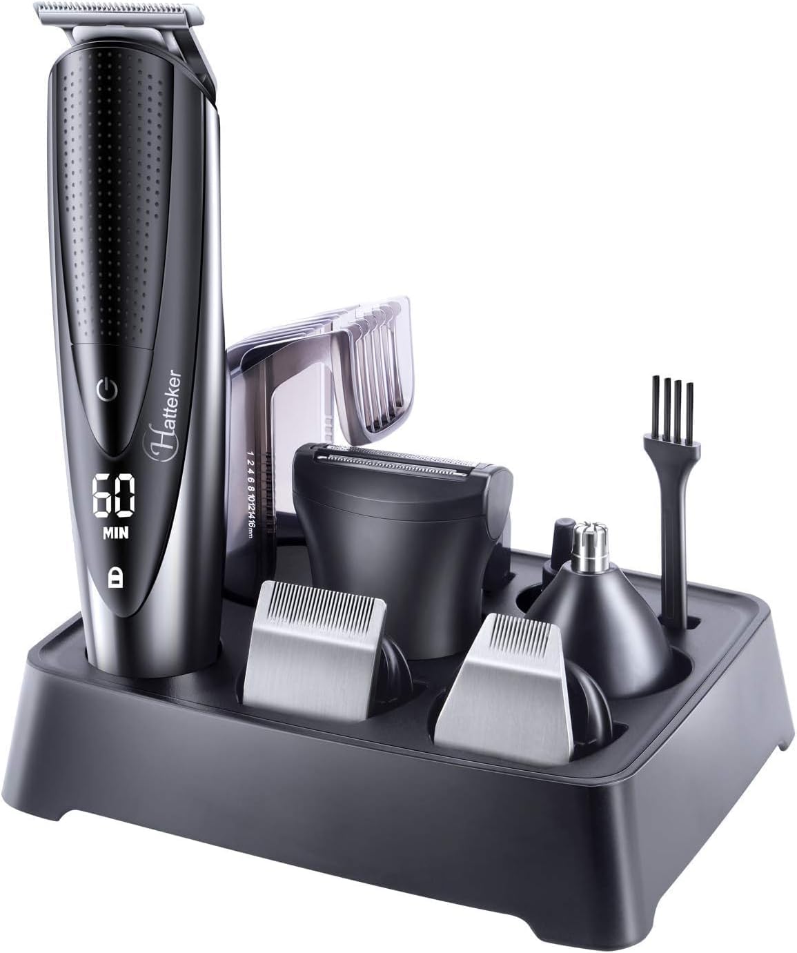 Hatteker Mens Beard Trimmer Grooming kit Hair Trimmer Mustache Trimmer Body Groomer for Nose Ear Facial Hair Cordless Waterproof 5 in 1