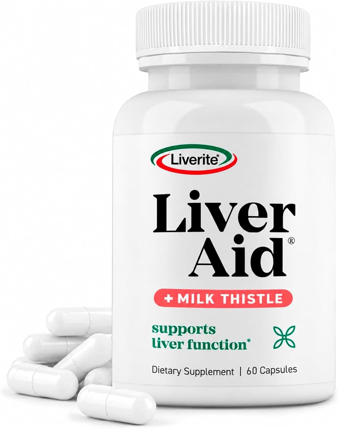 LIVERITE Liver Aid with Milk Thistle 60 Capsules, Liver Support Supplement with Amino Acids, Choline, Milk Thistle & Vitamin B12 – Supports Healthy Liver Function, Energy & Metabolism