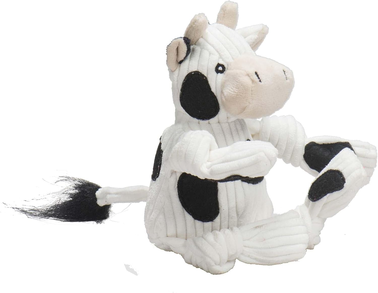 HuggleHounds Knottie Plush Dog Toy - Dog Stuffed Animal Toy, Squeaky Puppy Toys, for Small, Medium & Large Dogs, Durable Plush to Keep Them Busy - Dottie Cow, Large