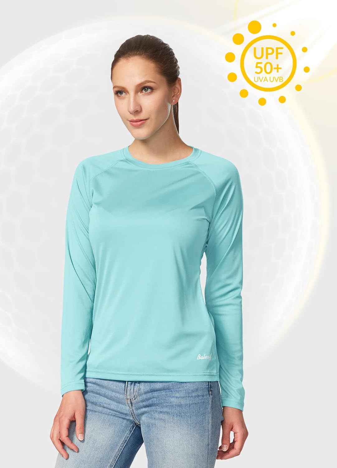 baleaf Women's UPF 50+ Sun Shirts Long Sleeve Stretchy Quick Dry | Lightweight, Rash Guard, UPF 50+ Sun Protection, Breathable Comfort material for Hking Workout, Excellent for hot weather