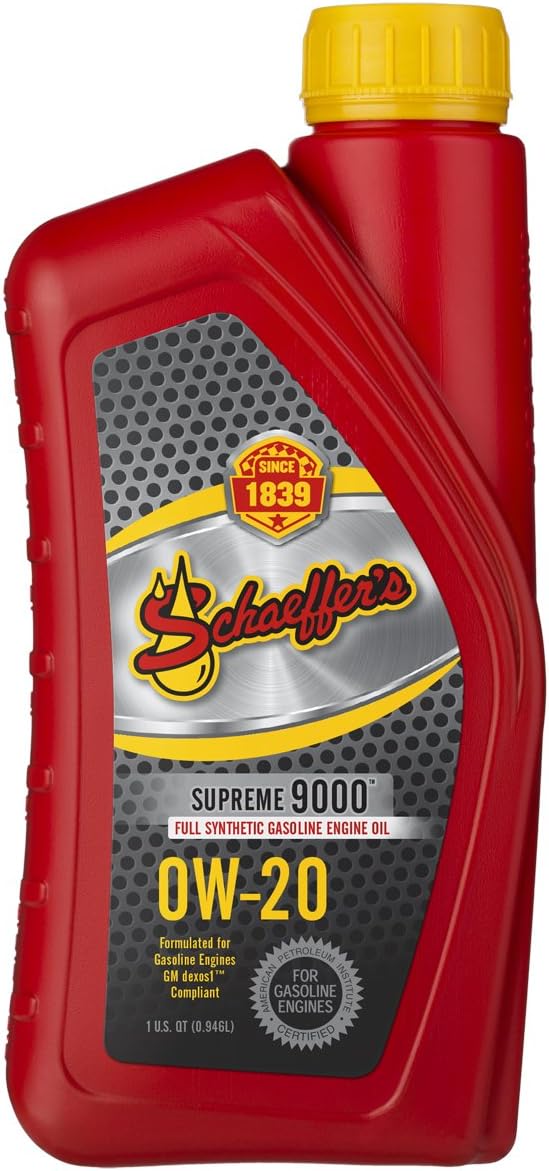 Schaeffer Manufacturing Co. 9005-012 Supreme 9000 Full Synthetic Gasoline Engine Oil 0W-20, 1-Quart Bottle (Pack of 12)