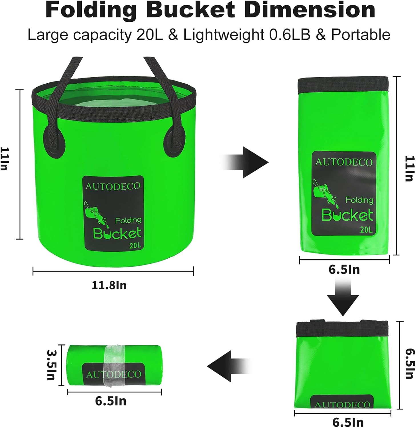 Collapsible Bucket 5 Gallon Container Folding Water Bucket Portable Wash Basin 20L