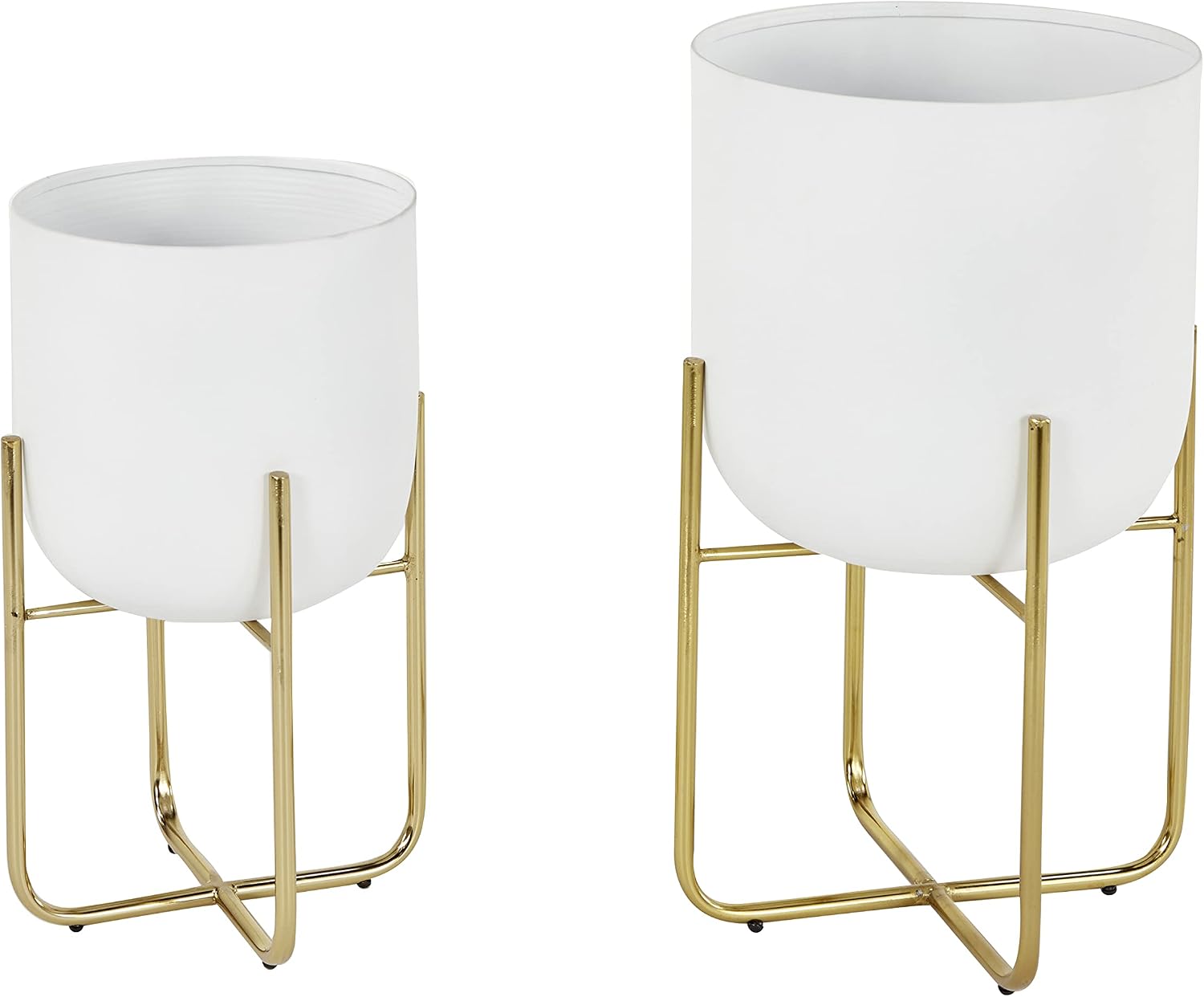 Deco 79 Metal Round Planter with Removable Stand, Set of 2 16", 13"H, Black