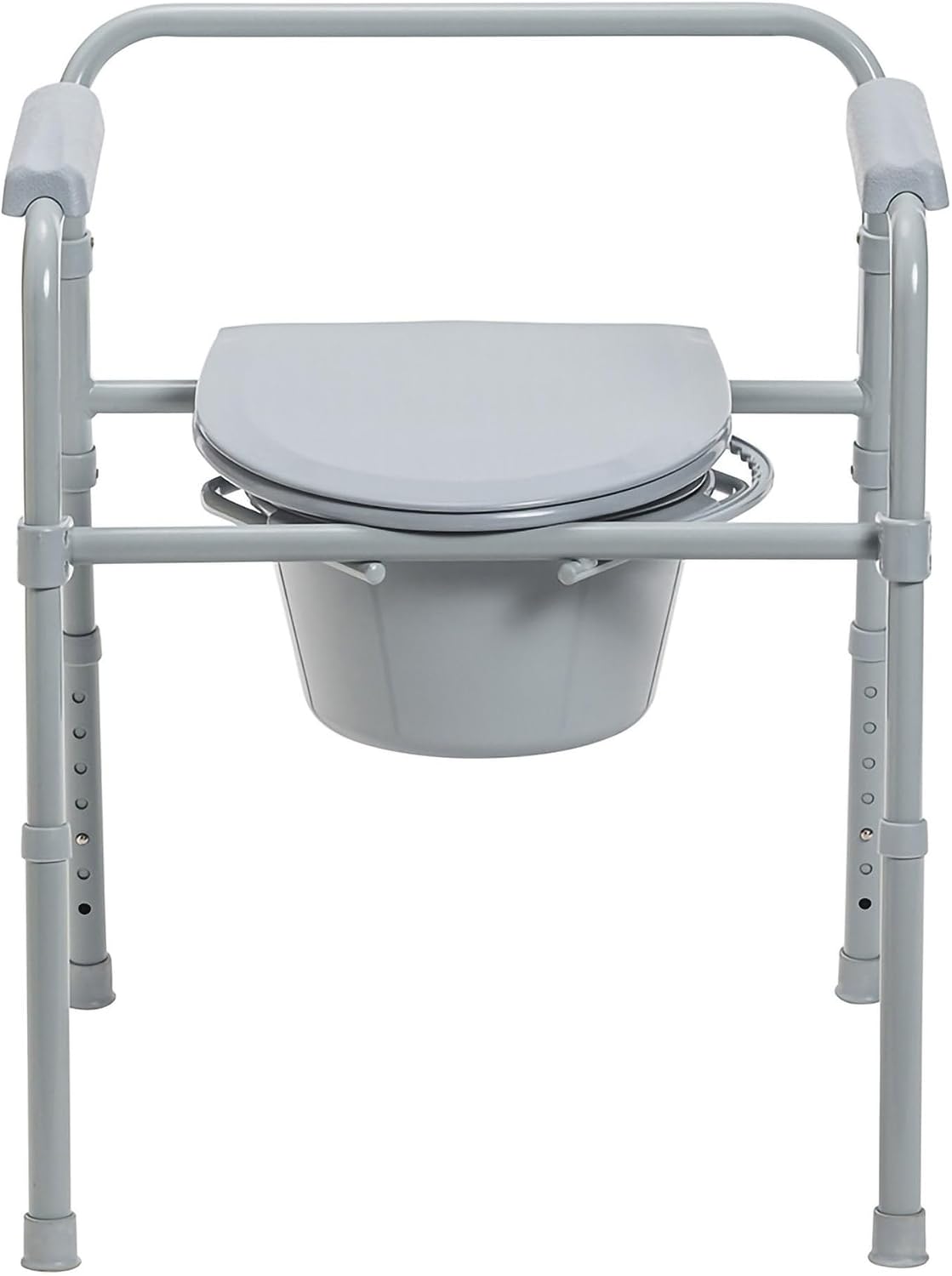 McKesson Folding Commode Chair with 7.5 qt Bucket, 13 1/2 in, 1 ct | Seat Width, Adjustable Height