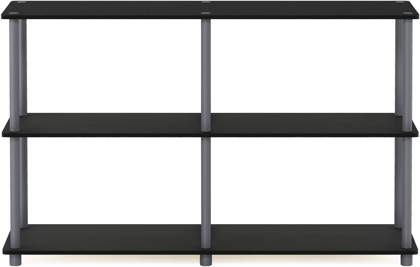 Furinno TURN-N-TUBE Storage Shelves, 3-Tier 47.4 Wide Book Shelf, Corner Shelf, Toolless Open Shelves, for Organization and Storage, Living Room, Garage, Home Office, Black