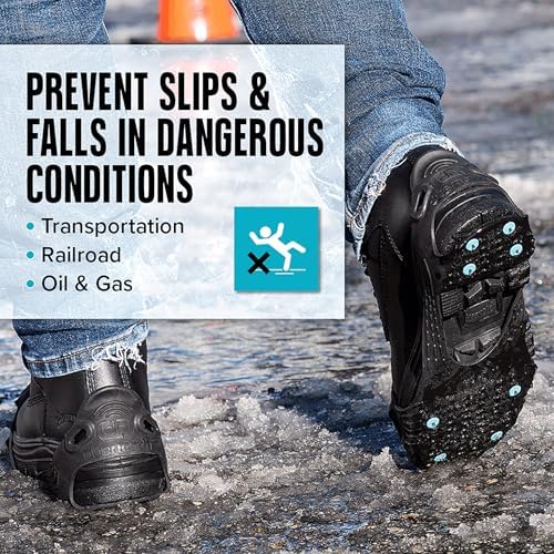 Due North All Purpose Industrial Ice Cleats for Men & Women - Traction Aids for Walking & Working on Snow/Ice - 16 Spikes