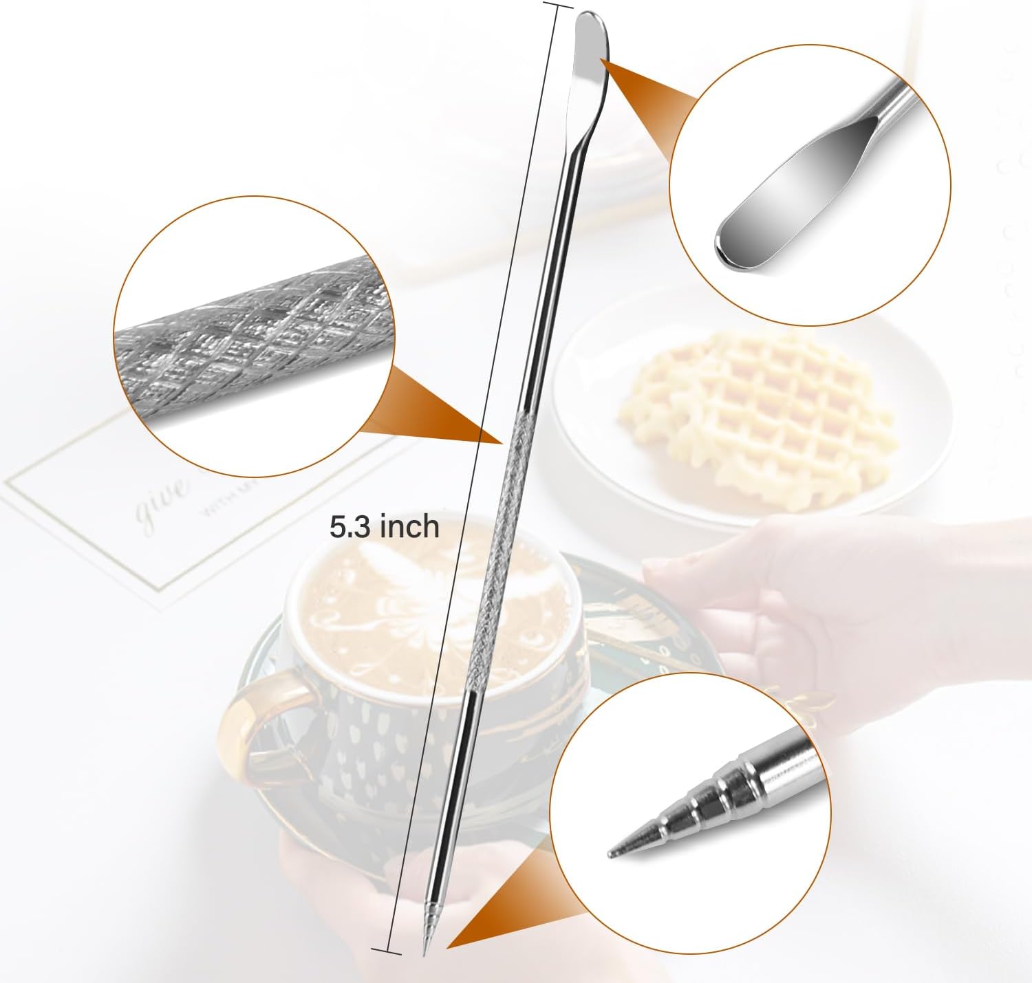 Stainless Steel Espresso Milk Frothing Pitcher - 12OZ/350ML Coffee Milk Frother Cup with Decorating Art Pen for Espresso Machine, Latte Art