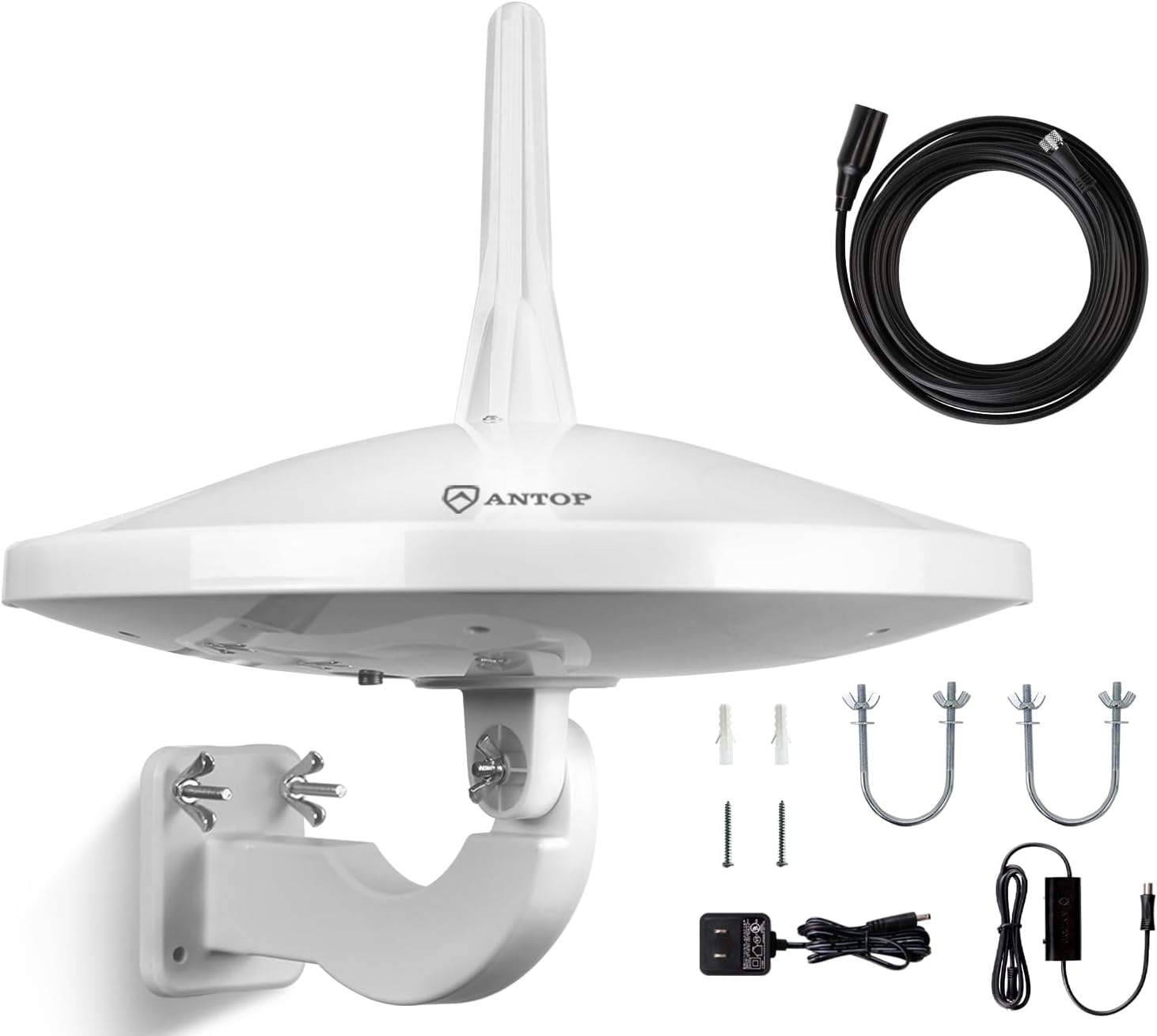 Upgraded Version - ANTOP AT-415B 720° UFO Dual Omni-Directional Outdoor HDTV Antenna with Exclusive Smartpass Amplifier &4G LTE Filter