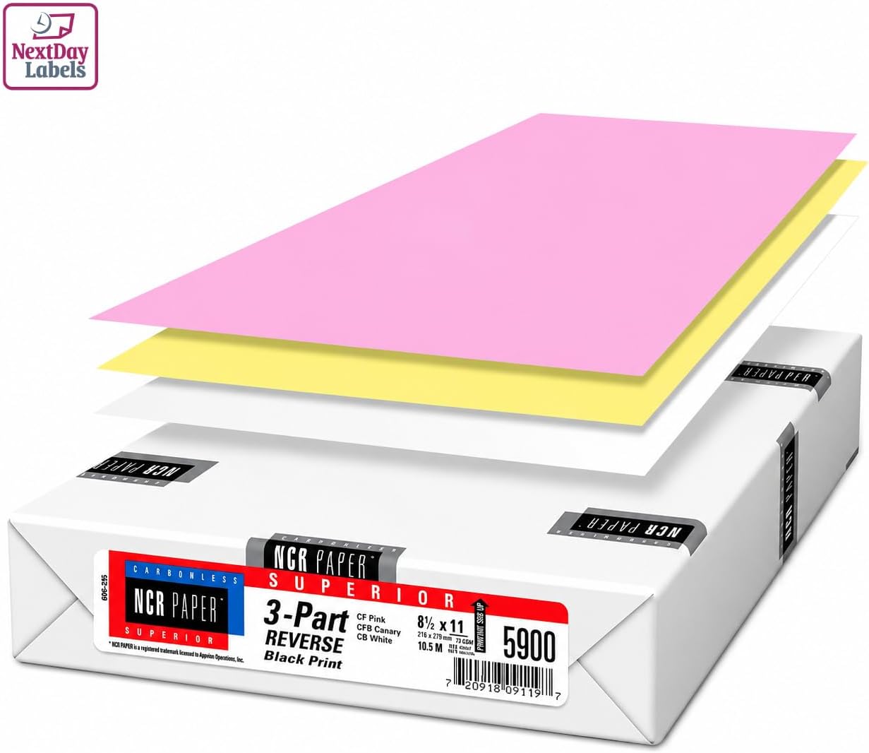 NextDayLabels Carbonless NCR Paper, 2 Part Reverse #5887, 8.5" x 11"