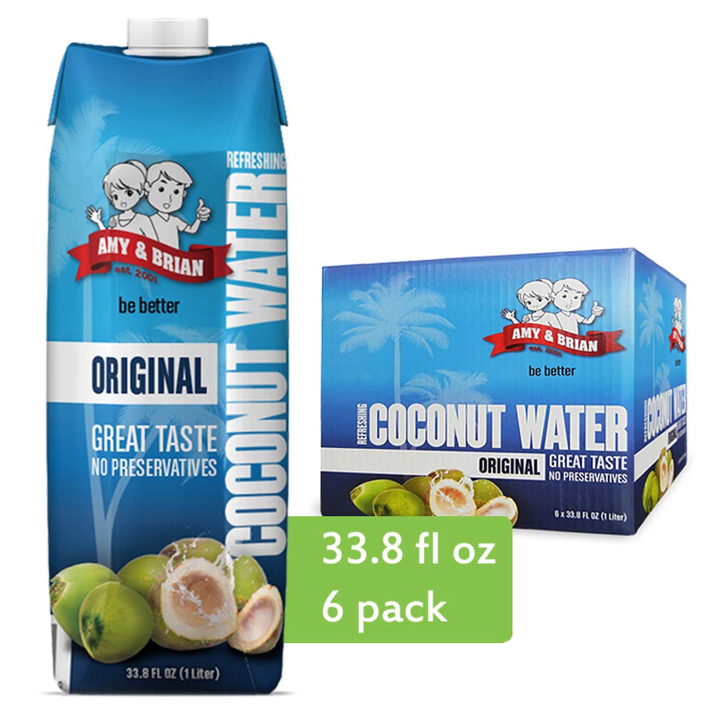 Amy & Brian Non-GMO Coconut Water, Original, 17.5 Fl Oz (Pack of 12)