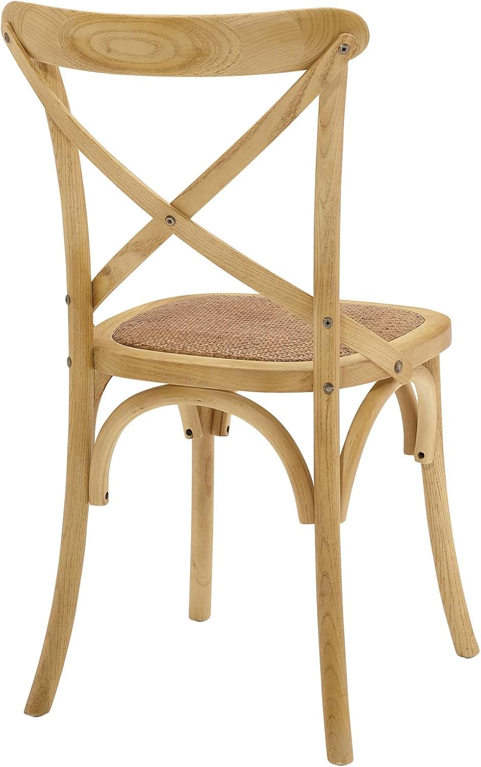 Modway Gear Rustic Modern Farmhouse Elm Wood Rattan Dining Chair in Gray