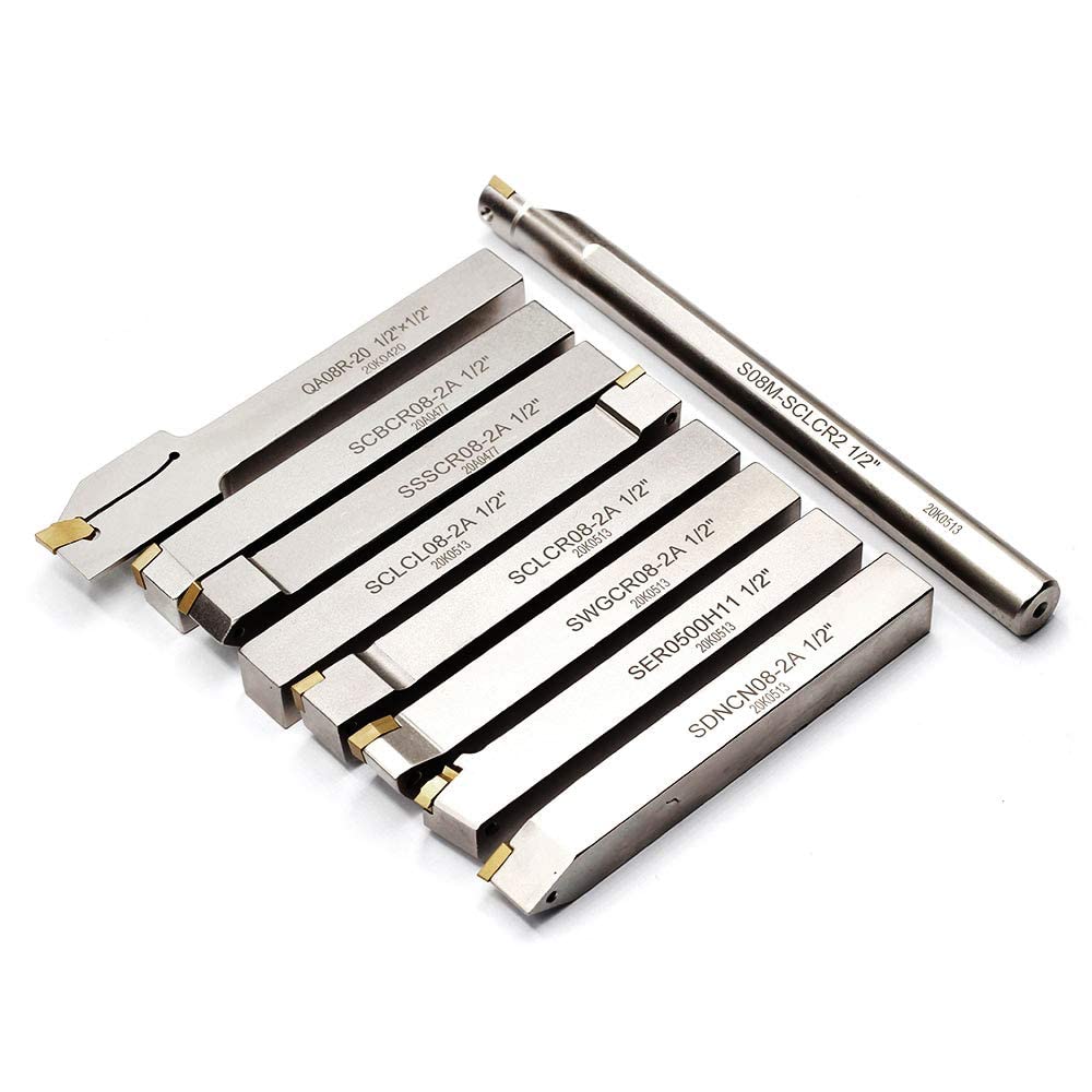 OSCARBIDE 9 pcs 1/2"Shank Nickel Plated Metal Lathe Tool & Boring Bar Set