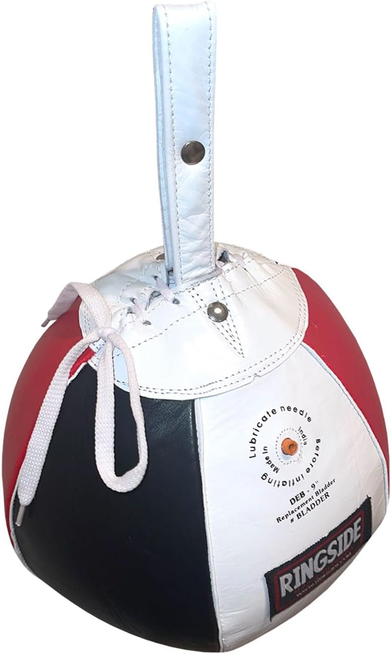 Ringside Leather Boxing Double End Bag - Speed & Reflex Punching Target with Bungee Cables for MMA, Muay Thai, and Striking Accuracy