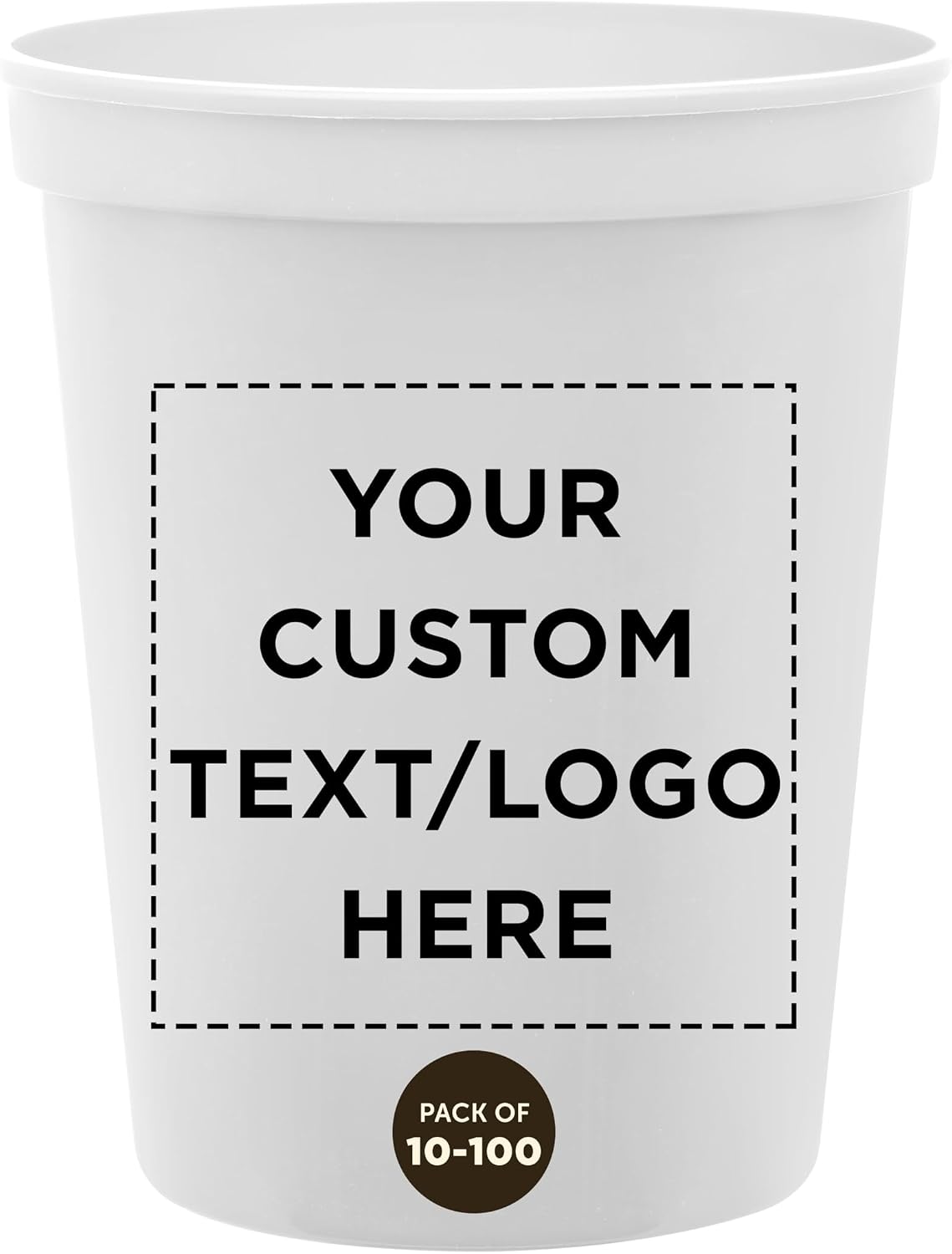 DISCOUNT PROMOS Custom Plastic Stadium Cups 16 oz. Set of 10/50/100, Personalized Bulk Pack - Perfect for Birthdays, Weddings, Picnic, Beach