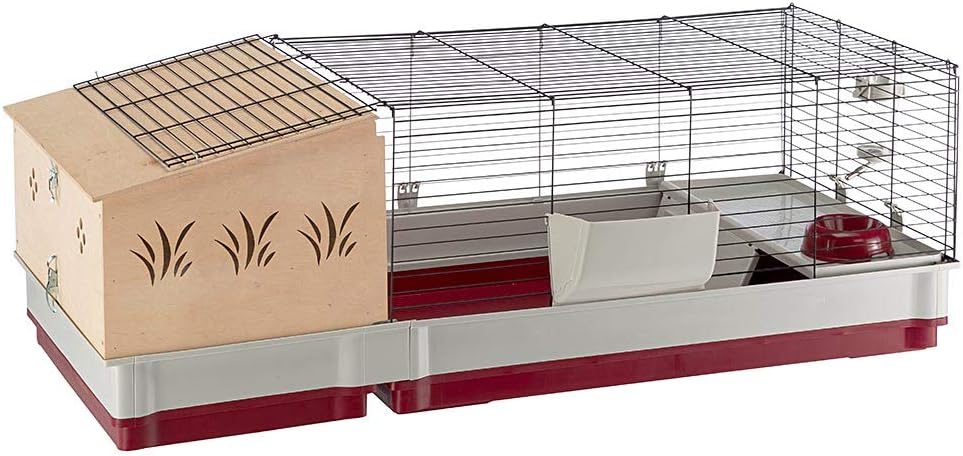 Ferplast Krolik XXL Rabbit Cage w/Wire Extension | Rabbit Cage Includes All Accessories & Measures 63.8L x 23.62W x 19.68H Inches | 1-Year Warranty