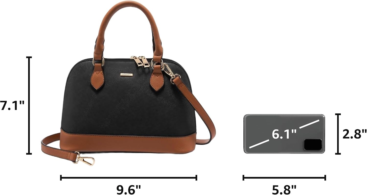 LOVEVOOK Purse for Women, Crossbody Dome Satchel Handbag with Double Zip