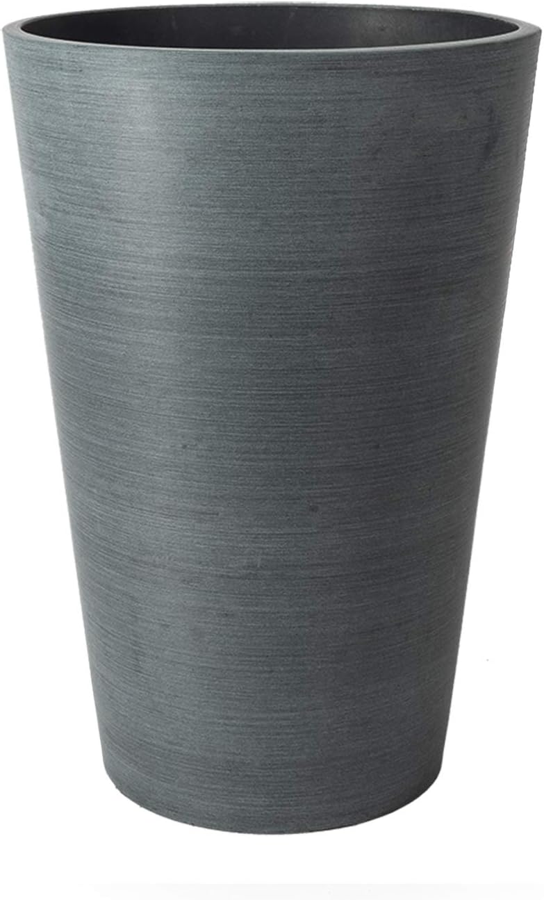 Algreen Valencia Round Planter Pot, 12.25 by 18-Inch, Textured Brown | Round Shape, Indoor Use, UV And Weather Resistant, Drainage Hole With Removable Plug, Lightweight 5.51 lb