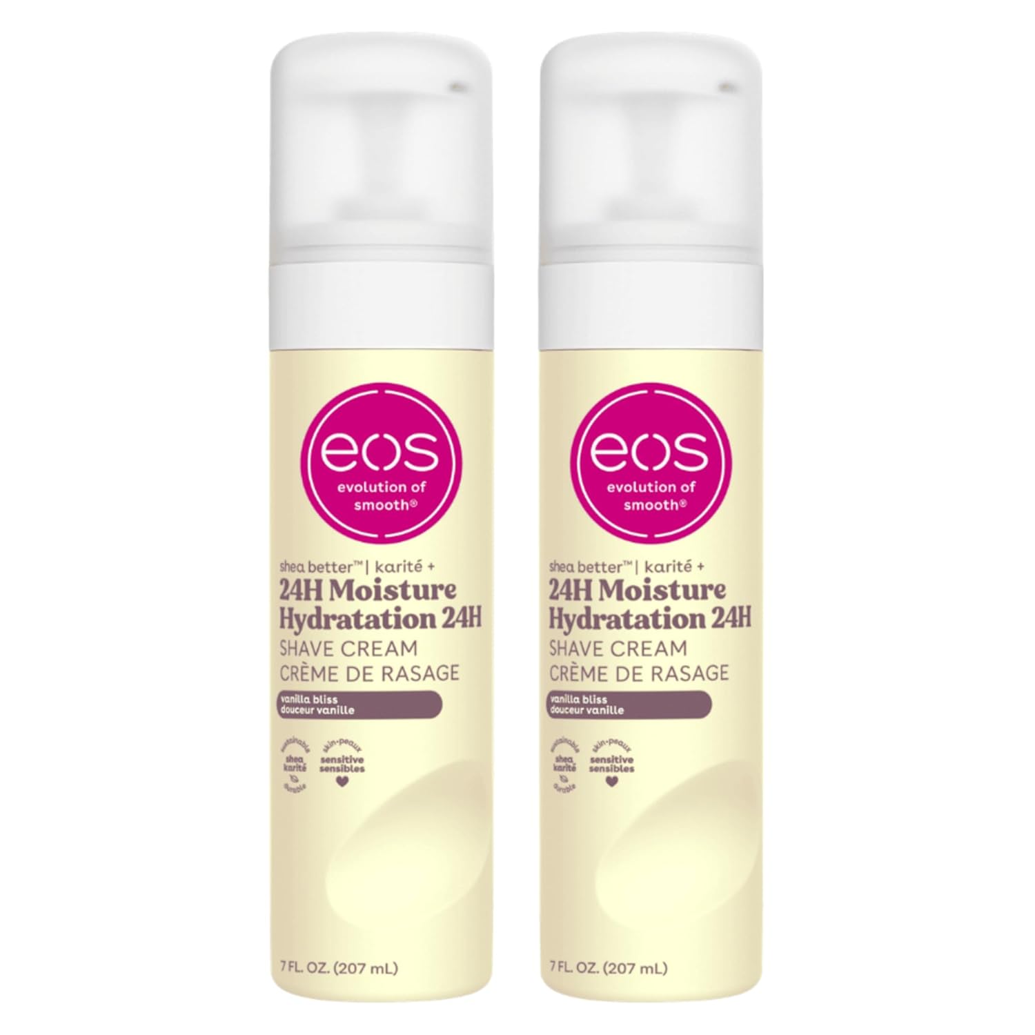eos Shea Better Shaving Cream for Women - Vanilla Bliss, Shave Cream, Skin Care and Lotion with Shea Butter and Aloe, 24 Hour Hydration, 7 fl oz, Pack of 5