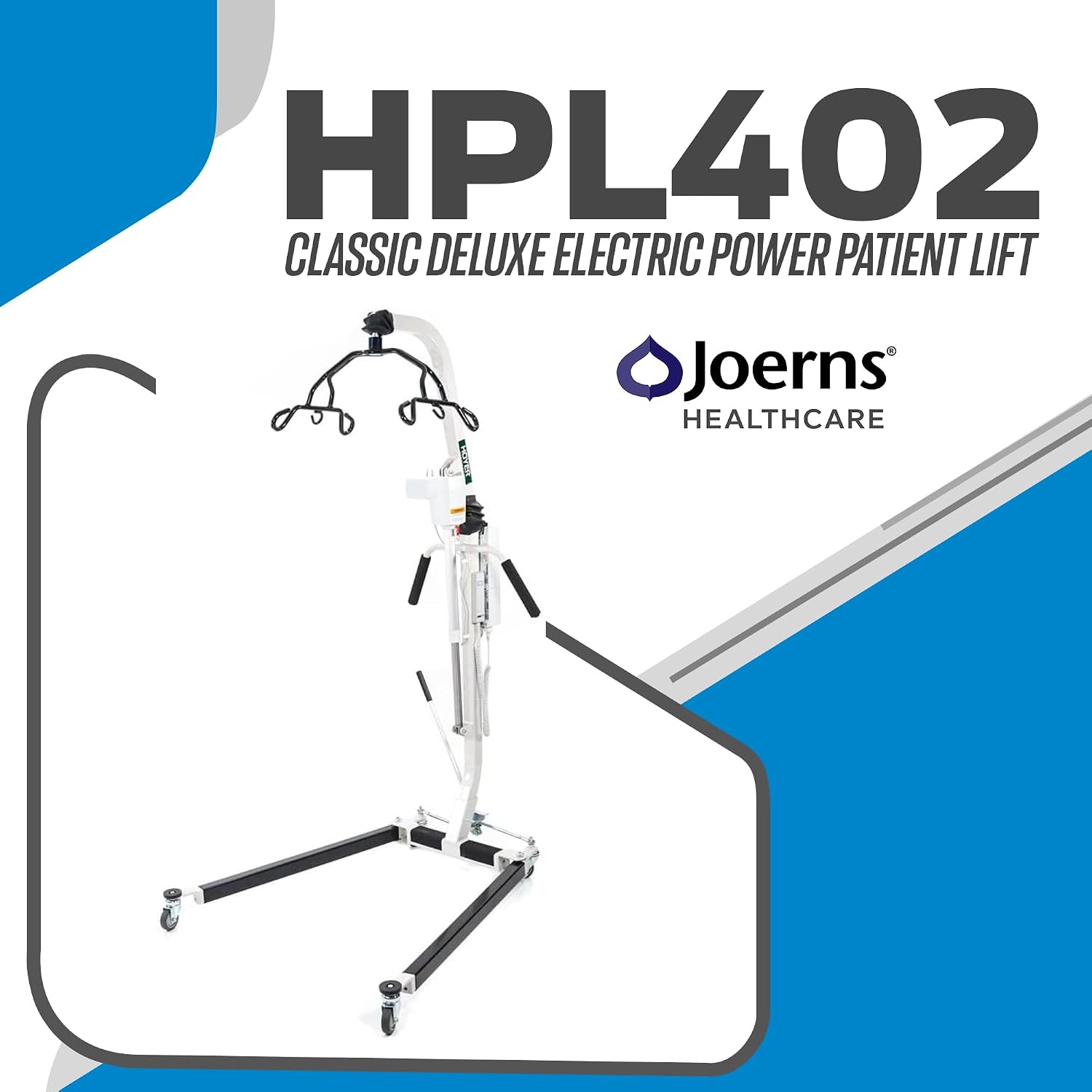 Joerns Hoyer HPL402 Classic Deluxe Electric Power Patient Lift | Safe Working Load 400 lbs.| Ergonomic Handle Grips | Adjustable U-Base
