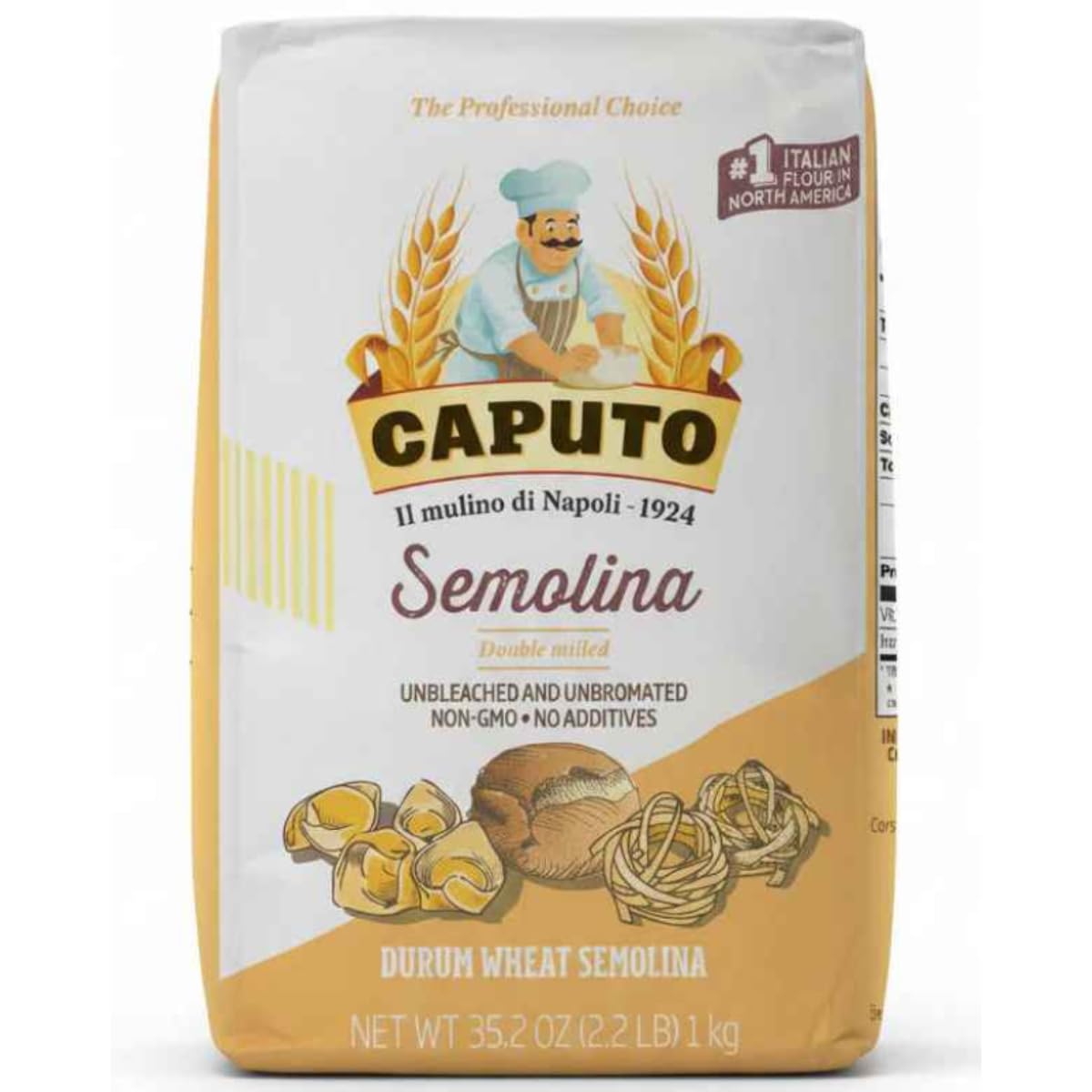 Caputo Antimo Di Grano Duro Rimacinata Semolina Flour - All Natural Dough for Fresh Pasta, 2.2 lb