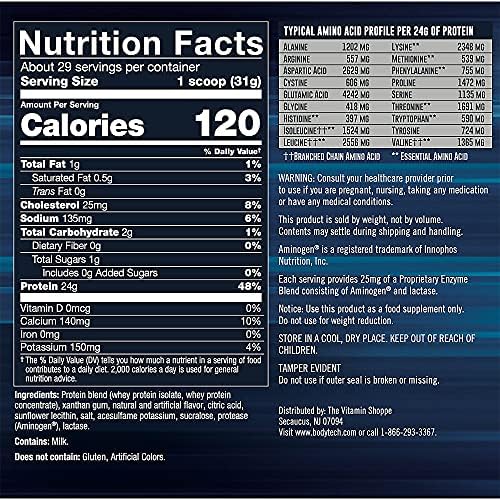 BodyTech Whey Tech Pro 24 Protein Powder - Protein Enzyme Blend with BCAA's to Fuel Muscle Growth & Recovery